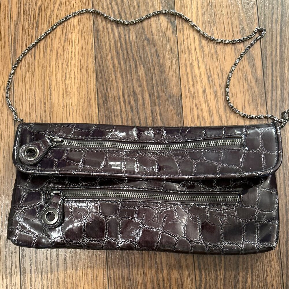 ALDO Faux Patent Leather Clutch Handbag Chain Purse Bag